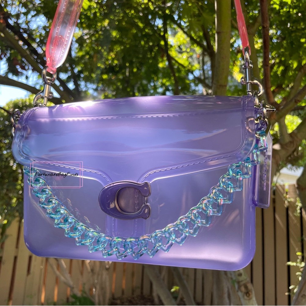 Triple Hearts Resin Bag Chain Strap Aqua Blue Rainbow Iridescent Strap - Picture 2 of 10